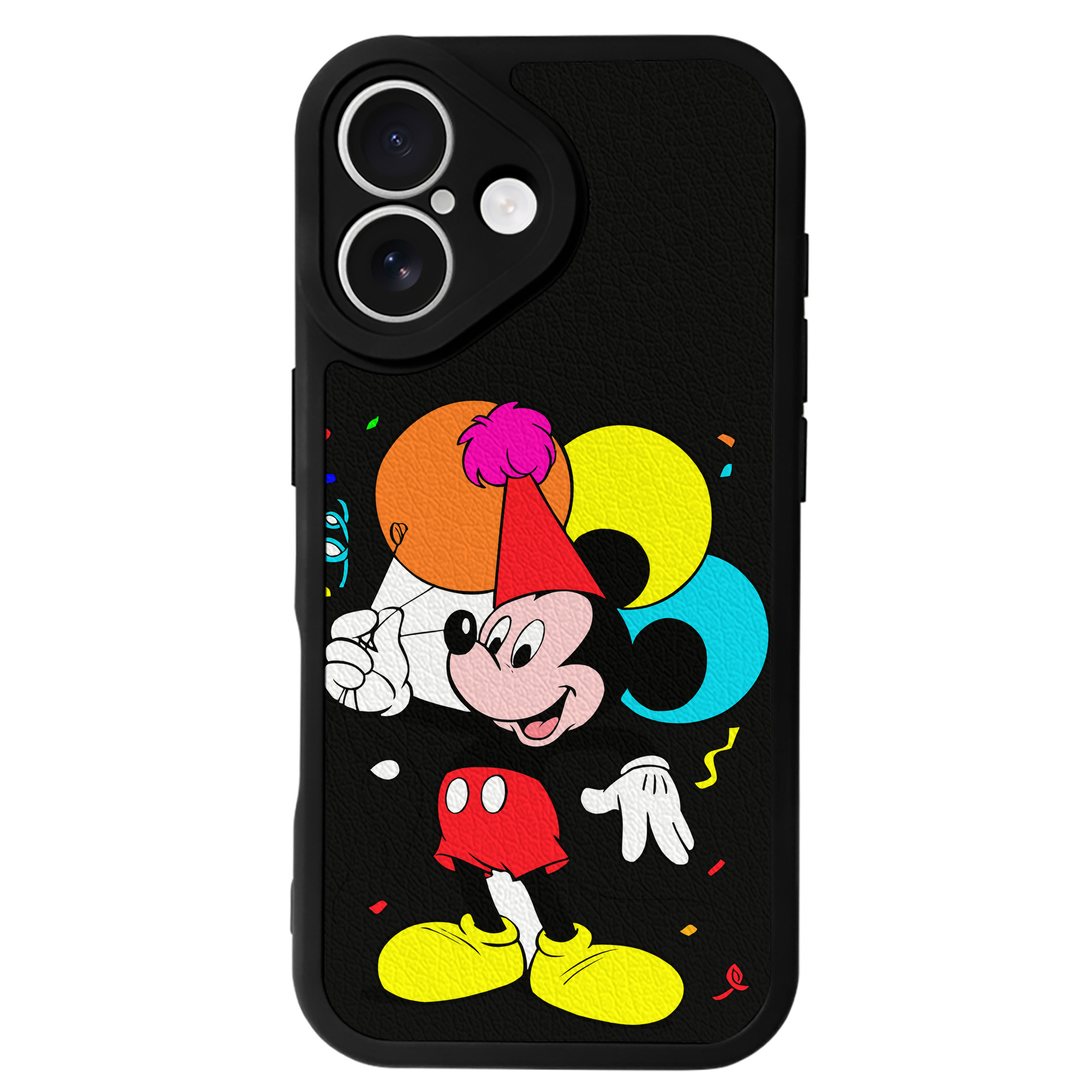 （画像用） ミッキーマウス Mickey Mouse 【iPhone 16シリーズ対応】シリコンスマホケース（レザー調） 材質：シリコン